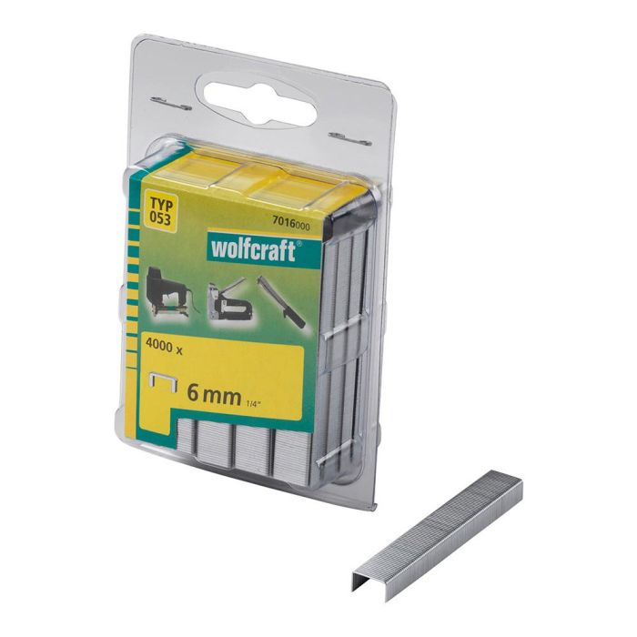 Wolfcraft Grapas lomo ancho 6mm tipo 053 7016000 - Pack 4000 unidades