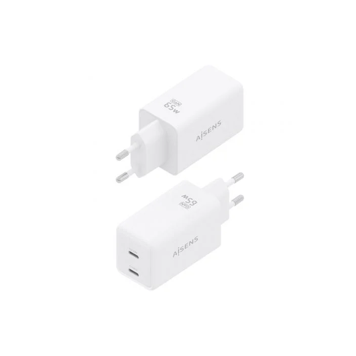 Aisens ASCH-65W2P078-W Cargador de Pared GaN 65W Blanco con 2xUSB Tipo-C PD3.0 QC4.0 para Portátiles y Móviles 2