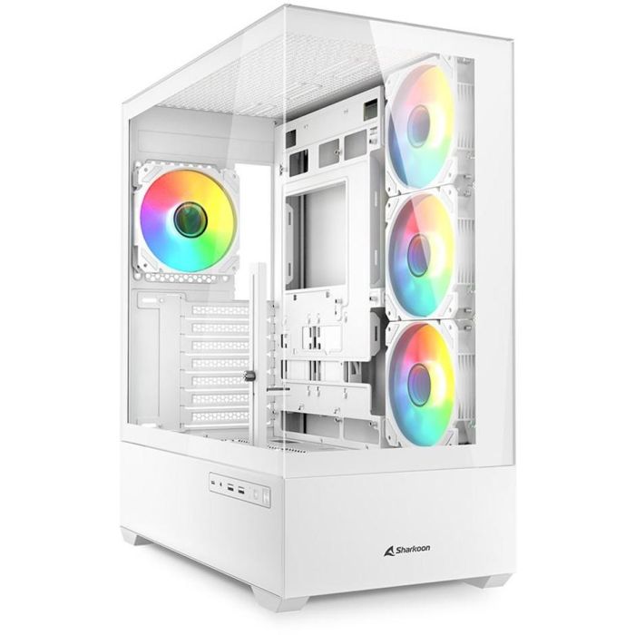 SHARKOON AK6 RGB White - Caja PC ATX con 1 Cristal Templado