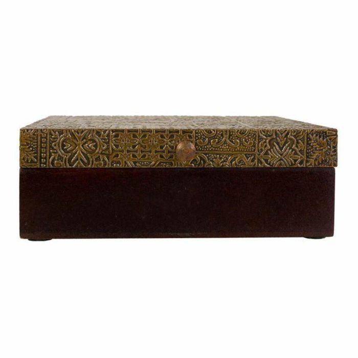 Caja-Joyero Alexandra House Living Marrón oscuro Latón Madera de mango Madera MDF 20 x 7 x 20 cm 4 Caja-Joyero Alexandra House Living Marrón oscuro Latón Madera de mango Madera MDF 20 x 7 x 20 cm 4
