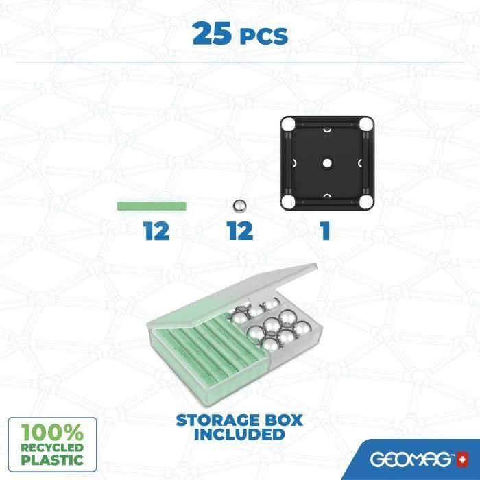 Geomag EcoFriendly Set de Construcción Magnético 25 Piezas - Brilla en la Oscuridad, Plástico 100% Reciclado 1 Geomag EcoFriendly Set de Construcción Magnético 25 Piezas - Brilla en la Oscuridad, Plástico 100% Reciclado 1