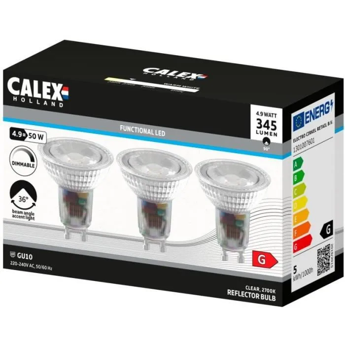 Calex CAL8712879157120 Bombilla LED Reflectora GU10 4.9W 345lm 2700K Intensidad Variable Cromo 4 Calex CAL8712879157120 Bombilla LED Reflectora GU10 4.9W 345lm 2700K Intensidad Variable Cromo 4