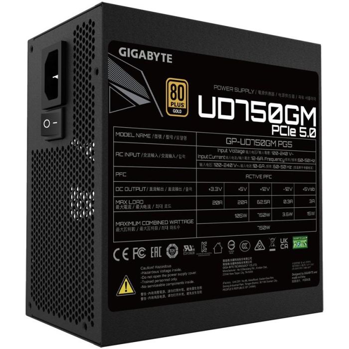 Gigabyte Fuente de Alimentación UD750 GRM PG5 PSU 750W 80 PLUS Oro Modular, Compatible con PCIe Gen 5.0, ATX 3.0 2 Gigabyte Fuente de Alimentación UD750 GRM PG5 PSU 750W 80 PLUS Oro Modular, Compatible con PCIe Gen 5.0, ATX 3.0 2