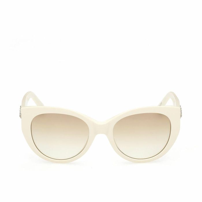 Swarovski SK0372 21F Gafas de Sol Ojo de Gato para Mujer con Montura Blanca de Plástico y Lente Marrón Degradado 53 mm