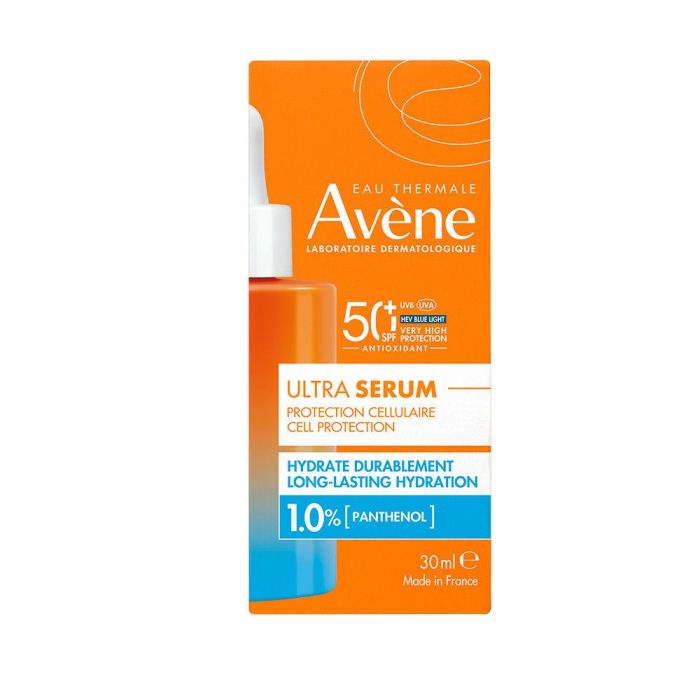 Avène Ultra Serum Hidratación Duradera SPF50+ 30 ml, Sérum Solar Ligero con Protección UVA/UVB/HEV y Pantenol