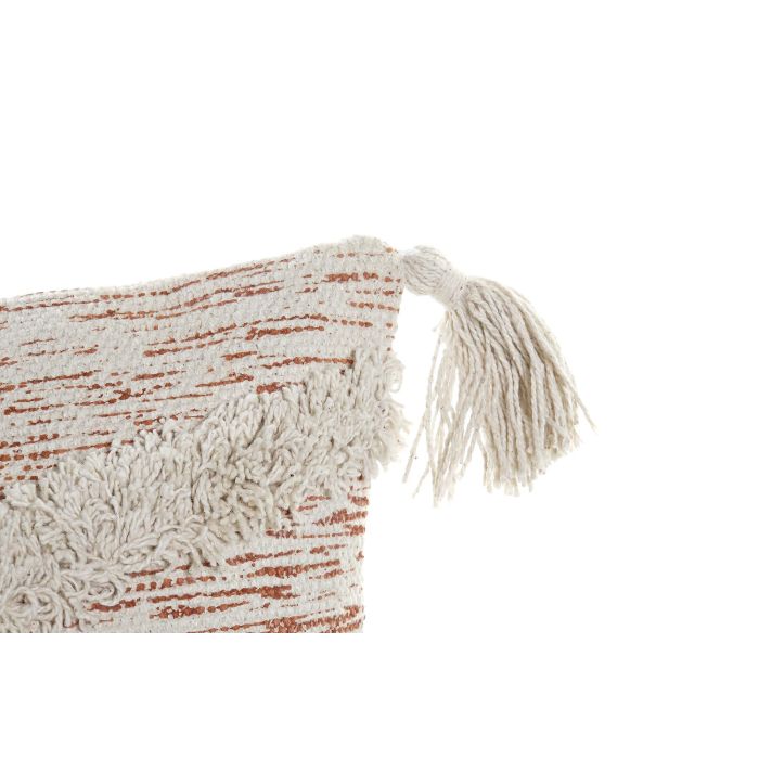 DKD Home Decor Cojín Decorativo Urban para Sofá o Cama de Poliéster Naranja y Beige con Diseño de Flecos y Cremallera 60x30x10 cm 1