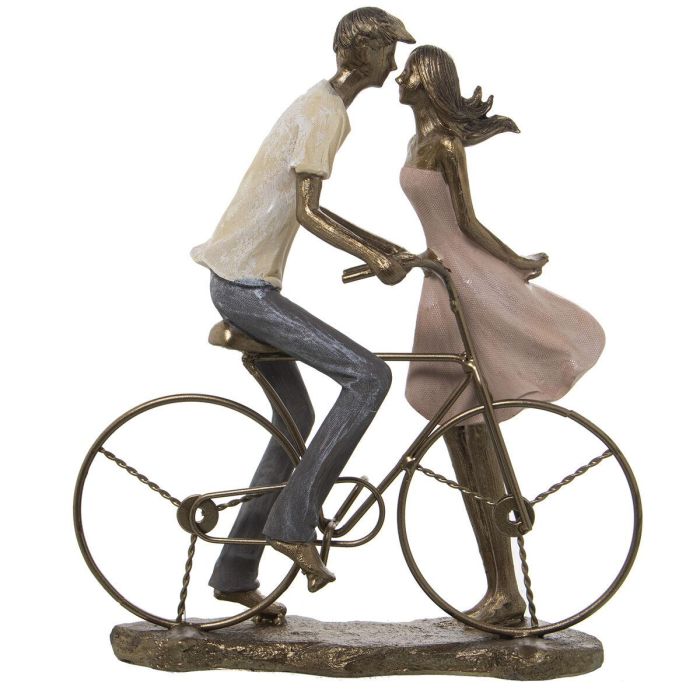 Figura Decorativa Alexandra House Living Plástico Dorado Bicicleta Pareja 14 x 27 x 31 cm