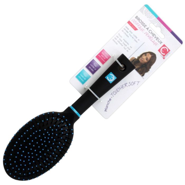 Cosmetic Club Cepillo Pelo Plano Redondo Detalles Colores Surtidos Blanco Azul Fucsia 5