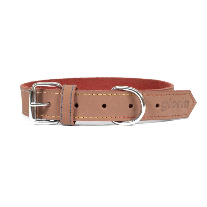 Gloria Oasis Collar Perro Piel Nobuck Doble Capa Costura Reforzada Marrón 70 cm x 30 mm 3