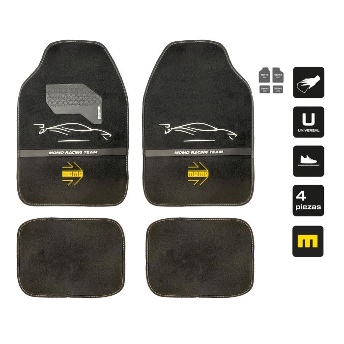 Momo Set Completo 4 Piezas Alfombras Universales Negro y Blanco MOMLCM4A7BW para Coche Poliéster Protección y Seguridad 3 Momo Set Completo 4 Piezas Alfombras Universales Negro y Blanco MOMLCM4A7BW para Coche Poliéster Protección y Seguridad 3