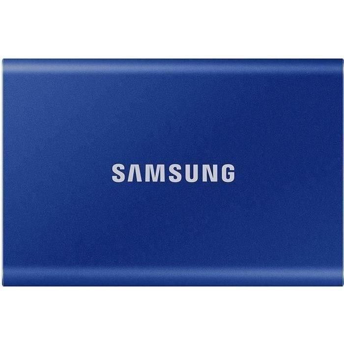 Samsung T7 Unidad de Estado Sólido (SSD) Externa con Interfaz USB Tipo C, 2TB de Capacidad, Color Azul y Caja de Aluminio