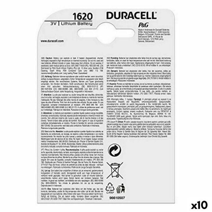Pila de Botón de Litio DURACELL 3V (10 Unidades) 22 Pila de Botón de Litio DURACELL 3V (10 Unidades) 22