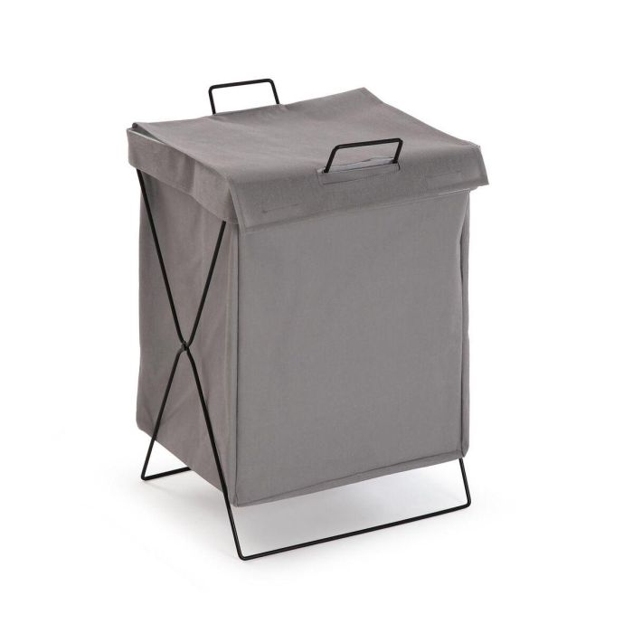 Cesto para la Ropa Sucia Versa Gris Poliéster Metal Polietileno 35 X 48 X 30 CM
