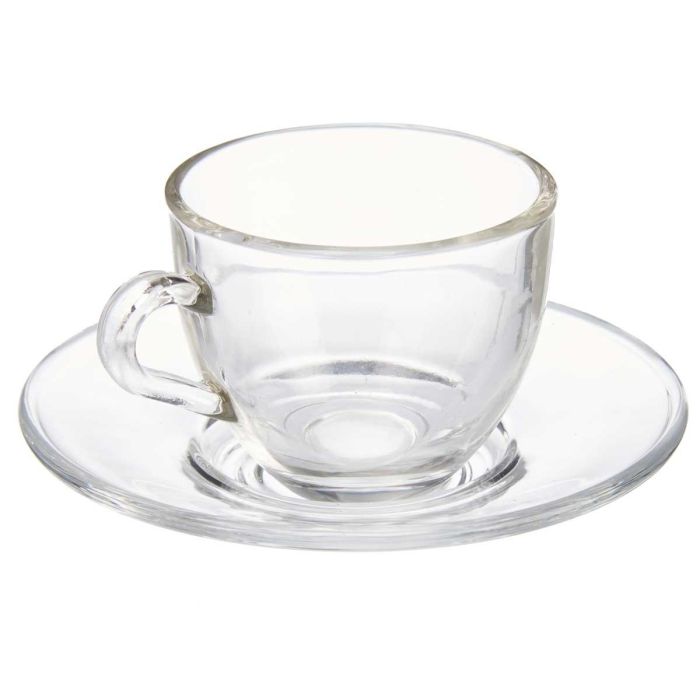 Taza Vidrio Cafe 85Ml Con Plato Vivalto 11x5x11cm (24 Unidades) 1 Taza Vidrio Cafe 85Ml Con Plato Vivalto 11x5x11cm (24 Unidades) 1
