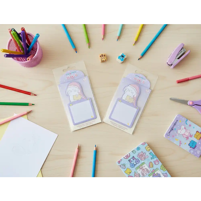 Imaginovo Bloc notas adhesivas con soporte, diseño bunny, 20 hojas, morado, 60x125 mm 6