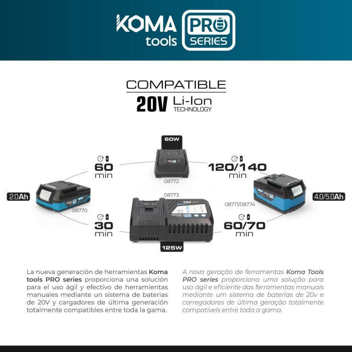 Batería de litio recargable Koma Tools 08772 Pro Series 1