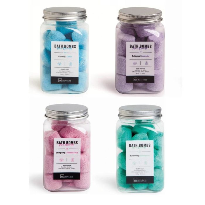 Idc Bombas de Baño Energía Pura Surtidas - Sales Efervescentes con 4 Fragancias Únicas para una Experiencia Spa en Casa y Piel Relajada.