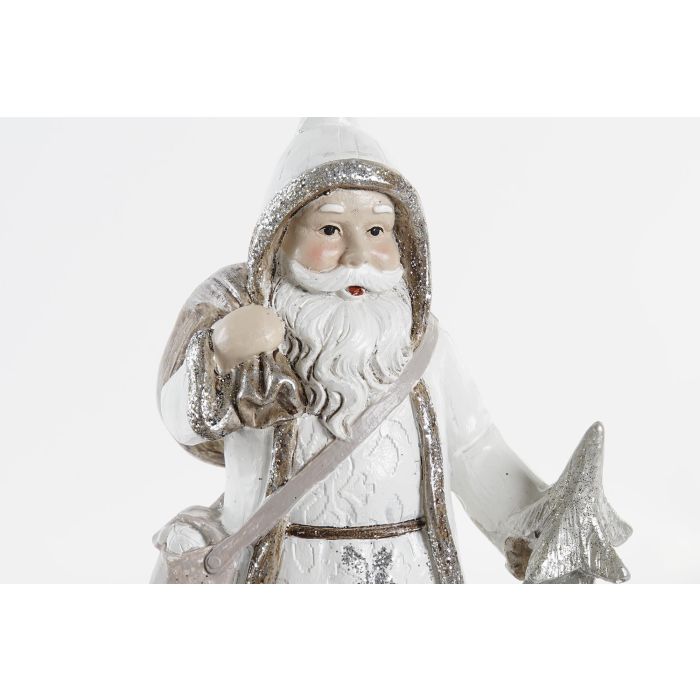 Figura Navidad Moderna DKD Home Decor Blanco Plateado 8 x 19.5 x 12.5 cm 1