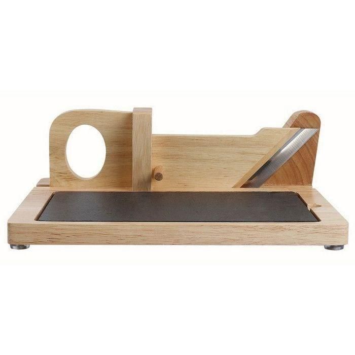 Livoo Guillotina para embutidos MEC127 - Tapa de madera de caucho y pizarra - Hoja de acero inoxidable - Seguridad 5