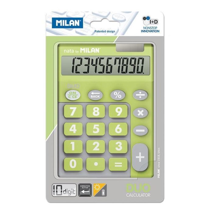 Milan Calculadora Duo 10 Digitos Dual Blister Verde