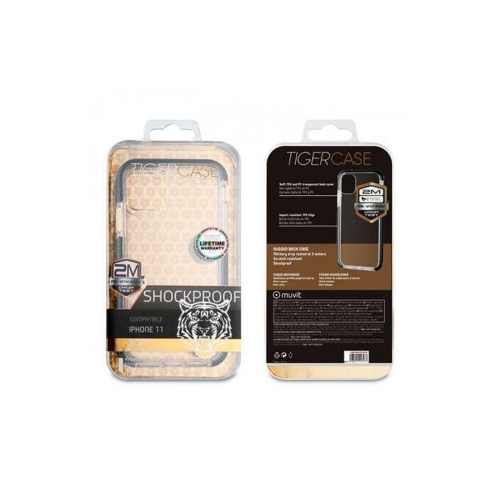 FUNDA SHOCKPROOF MUVIT TIGER TRIANGLE TGBKC0040 TRANSPARENTE CON BORDE NEGRO - PARA APPLE IPHONE 11 - PROTECCIÓN CONTRA CAÍDAS FUNDA SHOCKPROOF MUVIT TIGER TRIANGLE TGBKC0040 TRANSPARENTE CON BORDE NEGRO - PARA APPLE IPHONE 11 - PROTECCIÓN CONTRA CAÍDAS