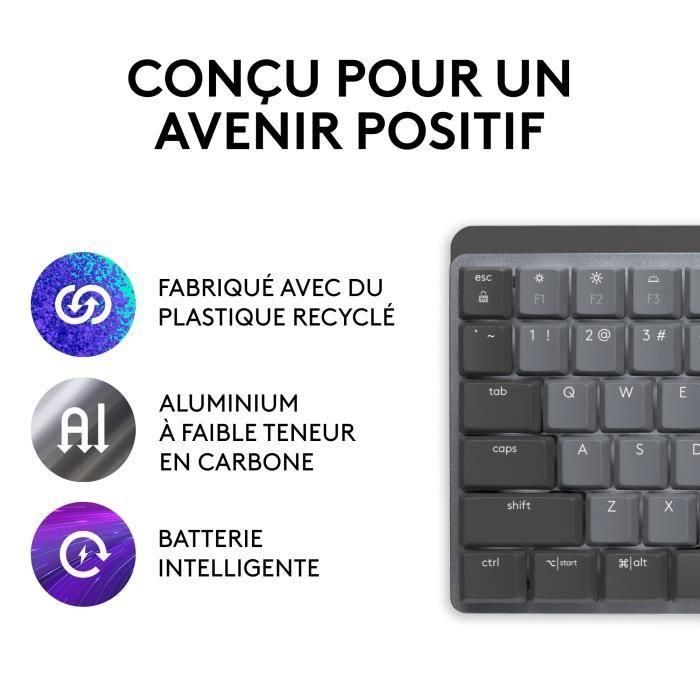 Logitech - Teclado inalámbrico - MX - Mecánico - Rendimiento retroiluminado - Grafito 4 Logitech - Teclado inalámbrico - MX - Mecánico - Rendimiento retroiluminado - Grafito 4