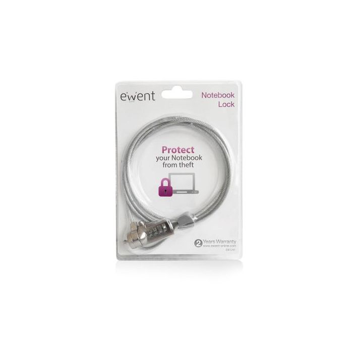 Ewent EW1241 Candado de Seguridad para Portátil con Cable de Acero de 1,5 m Plata 2