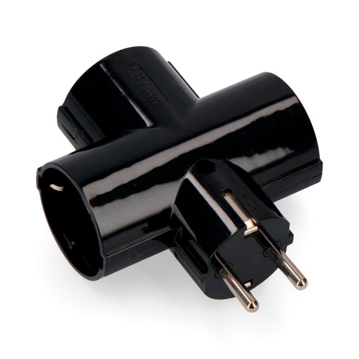 Edm Clavija 2p+t tipo f triple negra baquelita 16A 250V 3680W 0 Edm Clavija 2p+t tipo f triple negra baquelita 16A 250V 3680W 0