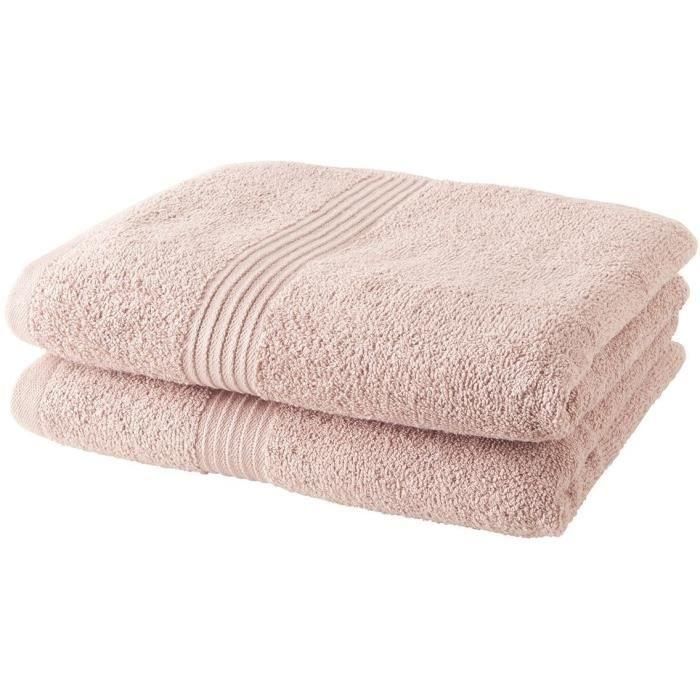 Today TOD3574641225452 Set de Dos Toallas para Baño fabricadas en algodón puro 100% con medidas de 50 x 90 centímetros en tonalidad Rosa Arena.
