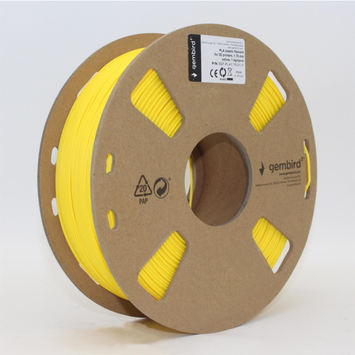 GEMBIRD 3DP-PLA1.75-01-Y Material de Impresión 3D Ácido Poliláctico (PLA) Amarillo 1.4 kg