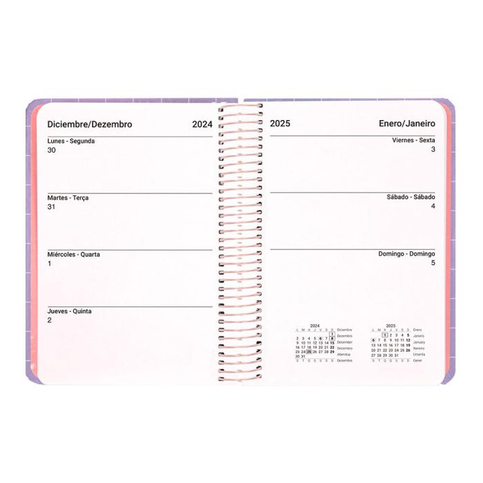 Agenda Espiral Liderpapel Kymolos A6 2025 Semana Vista Malva Papel 70 gr 8