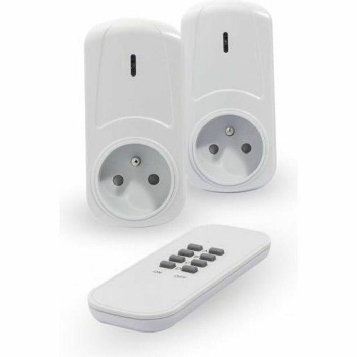 Chacon Kit de 2 Tomas de Corriente Inalámbricas Encendido/Apagado con Control Remoto de 4 Canales 25m 2000W
