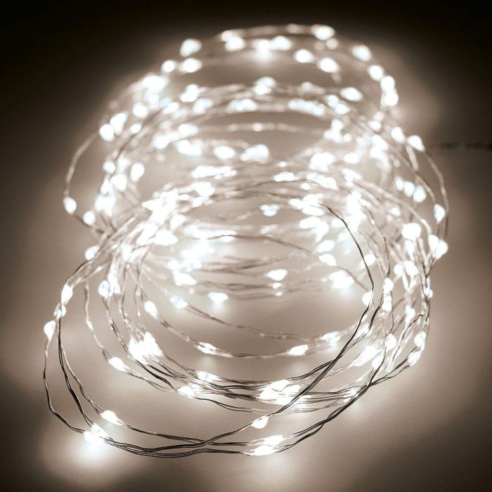Lumineo Guirnalda Micro LED 180 LEDs Luz Cálida, Multifunción, Exterior IP44, Cable Plateado, 9 Metros