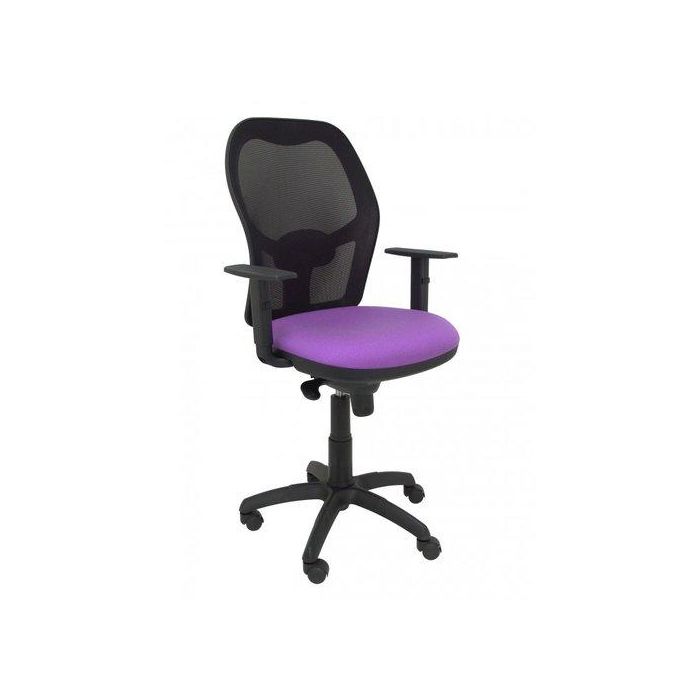 Silla Piqueras Y Crespo Jorquera Brazos Regulables Mecanismo Sincro Con Regulador De Tension Respaldo De Malla Negra Y Asiento Tapizado Bali Lila