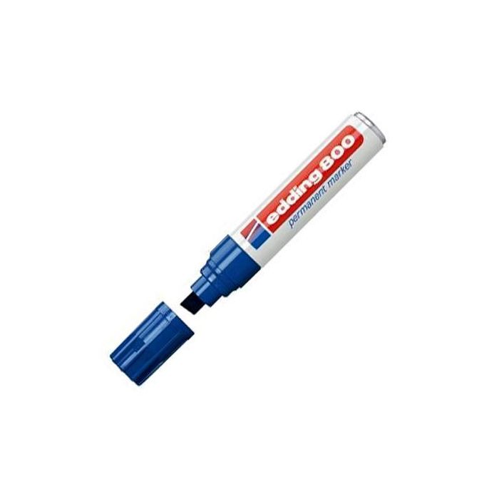 Edding Marcador Permanente 800 Azul, Punta Biselada Gruesa 4-12mm, Resistente al Agua/Roce, Rellenable (5 Unidades) (5 Unidades)