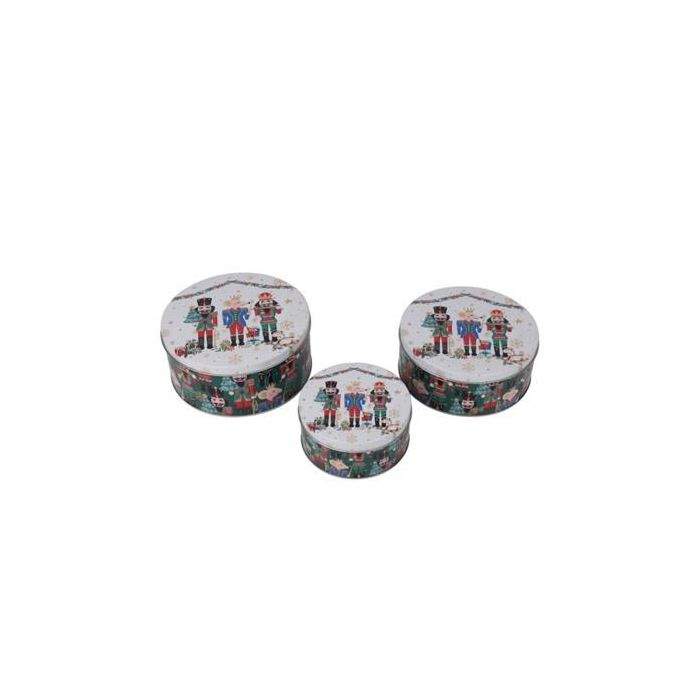 DKD Home Decor Caja Navidad Tradicional con Cascanueces Metal Multicolor 20x20x9 cm Set de 3 Piezas Pack 4 Unidades