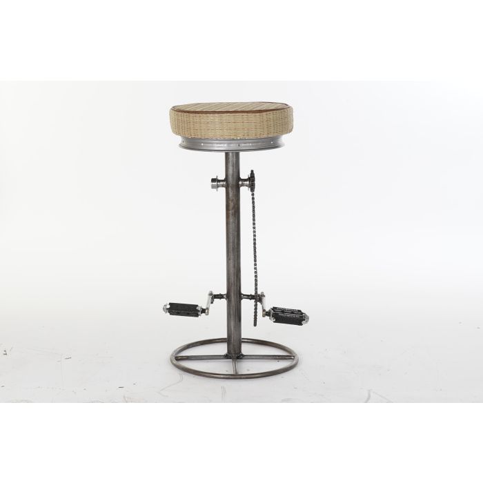 DKD Home Decor Taburete de Bar Balines de Metal y Ratán Marrón Claro y Plateado, Altura de Asiento 82 cm 4 DKD Home Decor Taburete de Bar Balines de Metal y Ratán Marrón Claro y Plateado, Altura de Asiento 82 cm 4