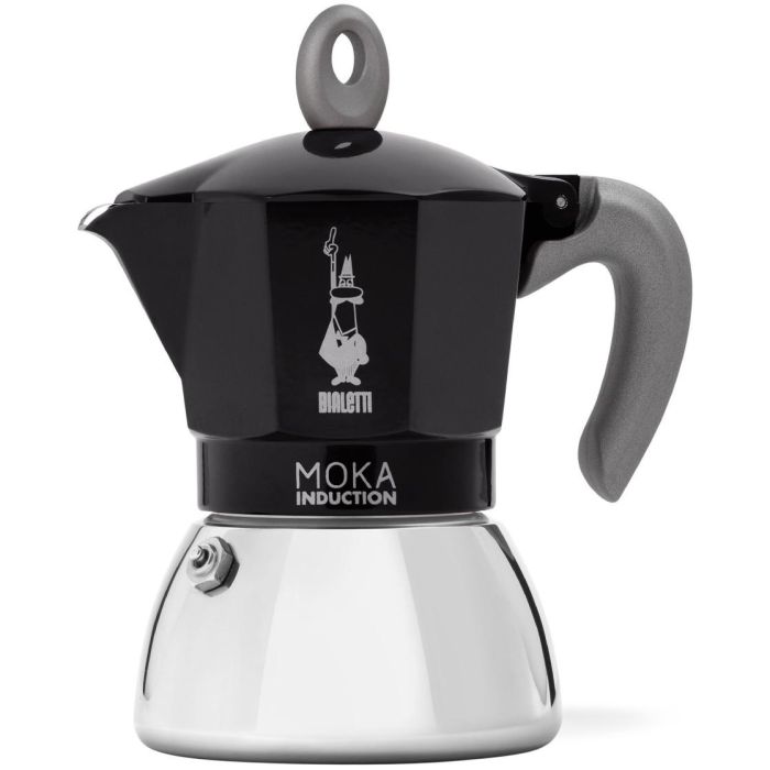 Bialetti Cafetera Moka Inducción 1.4 L - Mokka-Kanne de Aluminio Negro para Cocinas de Inducción