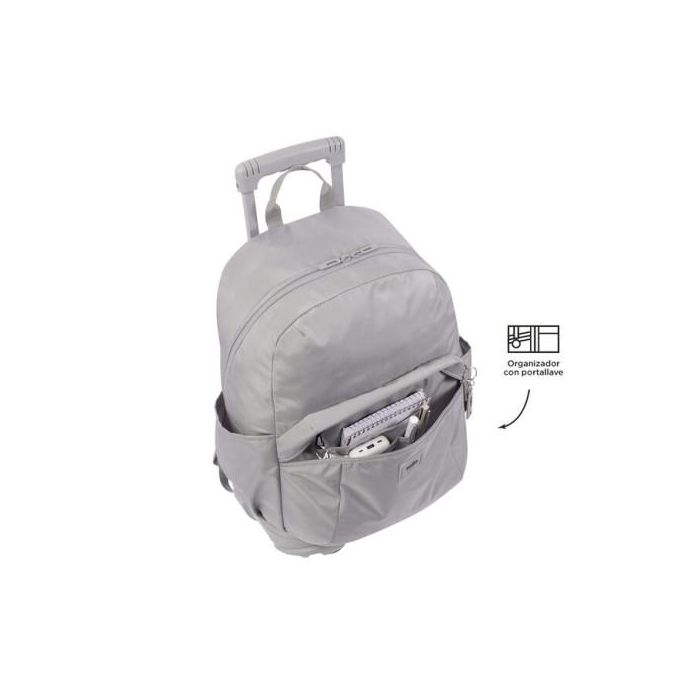 Totto MOCHILA ESCOLAR CON RUEDAS TRIK Gris, 27 litros, doble compartimento, para PC 14", Ref. MA03TKI003-23100-G78 4