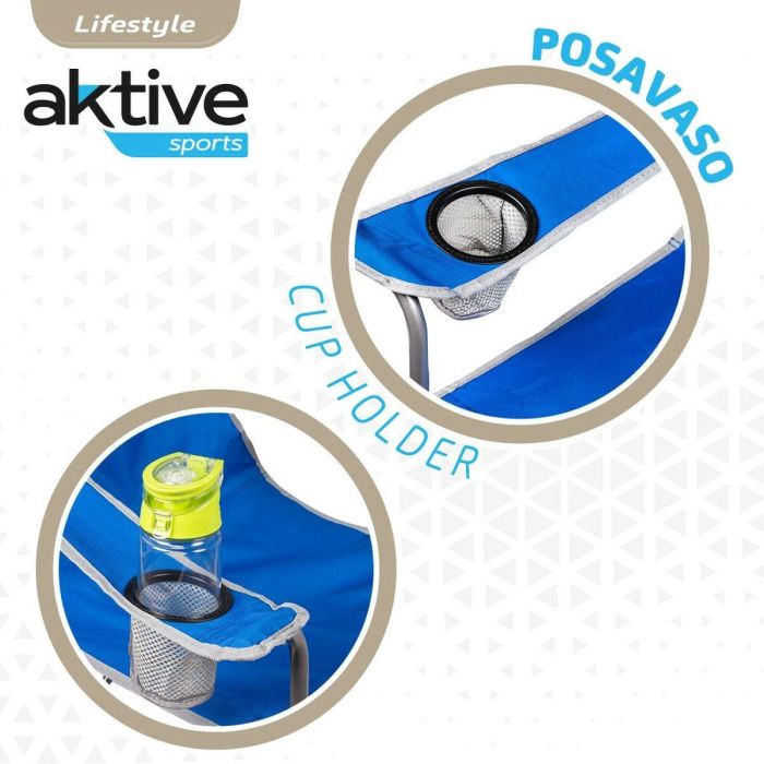 Silla Plegable para Camping Aktive Azul 45 x 82 x 47 cm (4 Unidades) 2 Silla Plegable para Camping Aktive Azul 45 x 82 x 47 cm (4 Unidades) 2