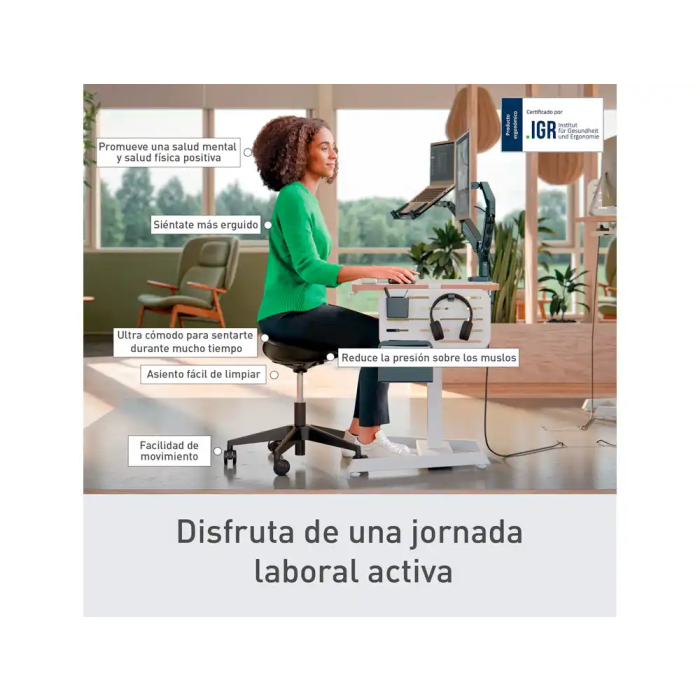 Leitz 65780095 Taburete Ergo con Ruedas Negro 2