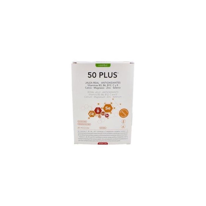 BIPOLE Jalea Real 50 Plus para la Tercera Edad, Nutrientes Esenciales, 20 Ampollas