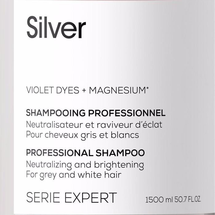 L'Oreal Champú Silver 1500ml: Neutraliza Tonos Amarillos y Potencia Brillo en Cabello Blanco y Gris 2