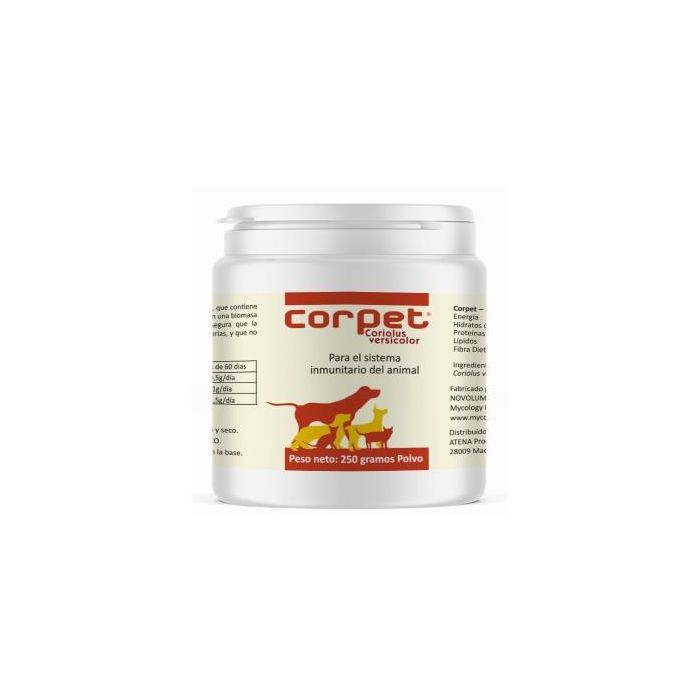 ATENA Corpet Polvo 250 g - Suplemento Inmune para Perros, Gatos y Equinos (Coriolus versicolor)