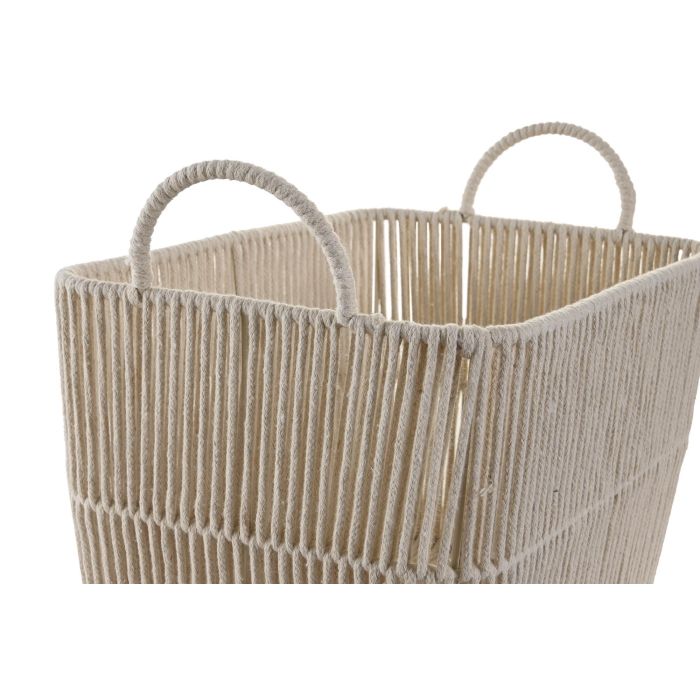 DKD Home Decor Cestas Organizadoras Decorativas Set de 3 Beige Algodón y Metal Hechas a Mano - 29x31x39 cm (2.28kg) 2 DKD Home Decor Cestas Organizadoras Decorativas Set de 3 Beige Algodón y Metal Hechas a Mano - 29x31x39 cm (2.28kg) 2