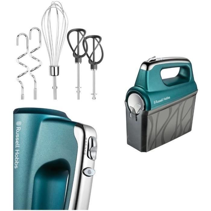Russell Hobbs 25891-56 Batidora de Mano 350W, 5 Velocidades, Turbo, Batidores, Amasadores, Estuche, Accesorios Lavavajillas, Turquesa 1