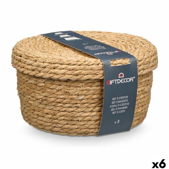 Juego de Cestos GiftDecor SY101703 Natural Fibra natural (6 Unidades)