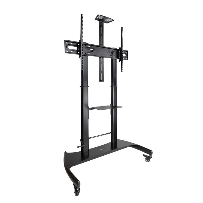 TooQ FS20404HM-B Soporte de Suelo para TV de 60-100 Pulgadas, hasta 100kg, con Ruedas, Inclinable, Regulable en Altura, Negro