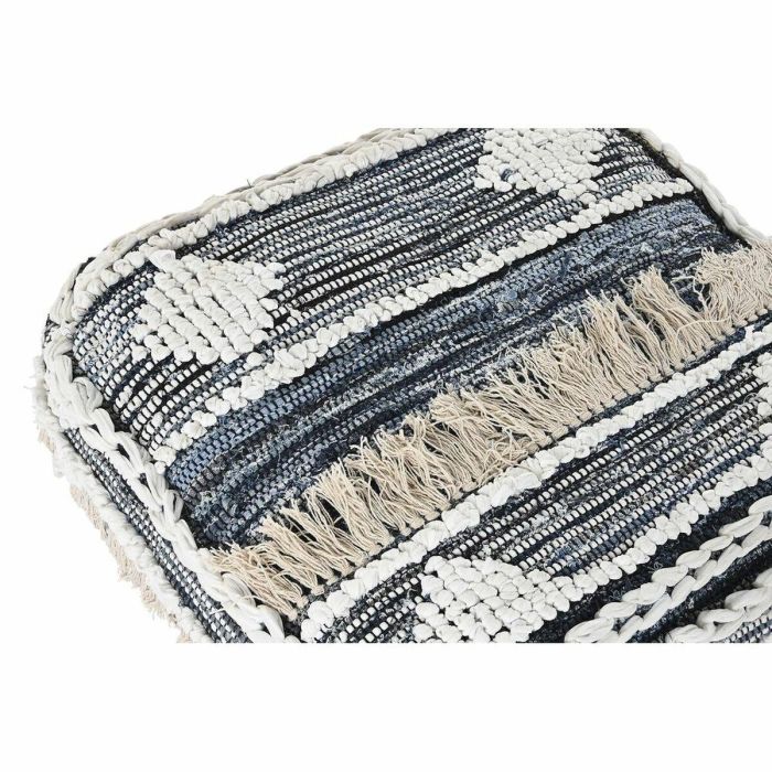DKD Home Decor Cojín Suelo Otric Boho de Poliéster Negro Blanco a Rayas 60x60x25 cm 2