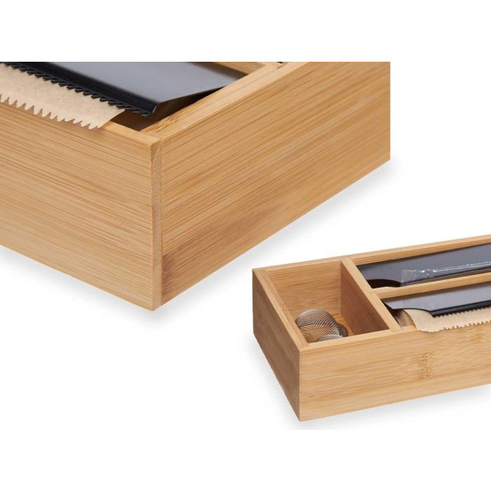 Kinvara Dispensador Doble Film Bambú y Acero Inoxidable 40x13x7 cm (Set de 8) 4